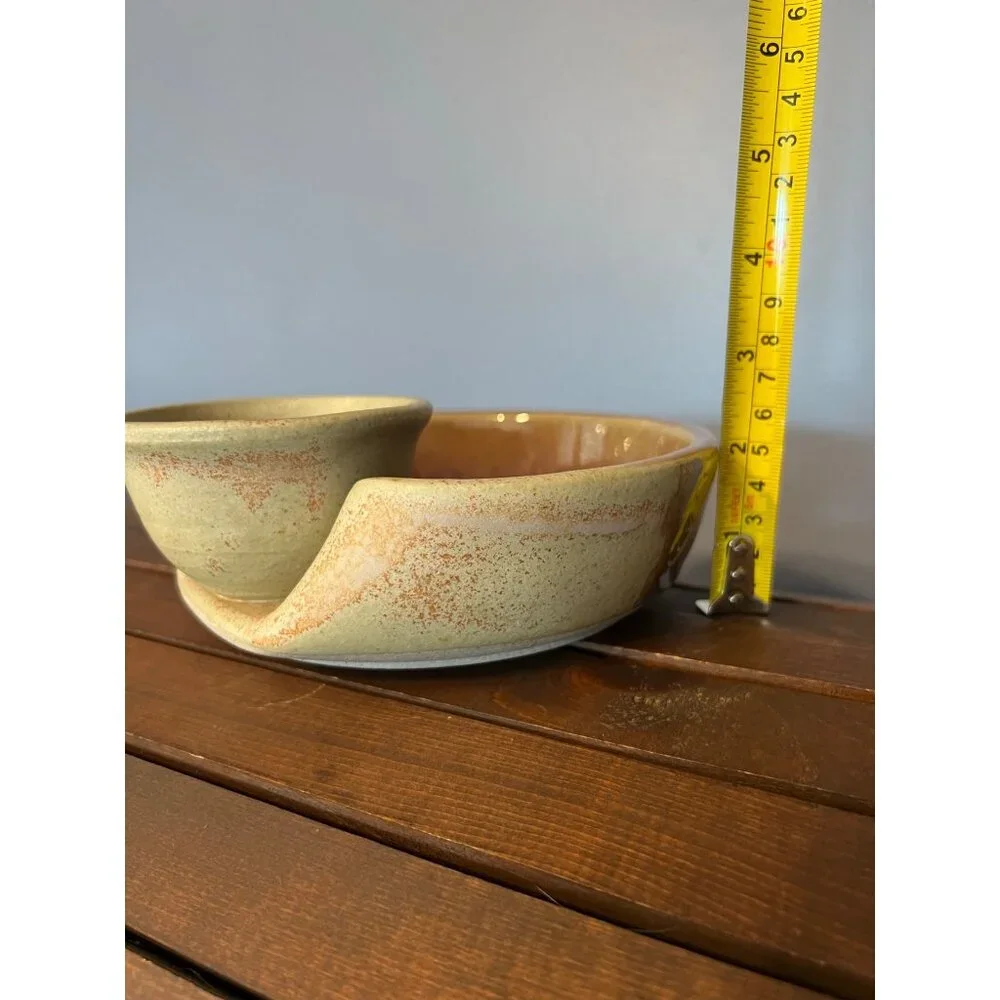 Bruce Larrabee Pottery Small Chip‎ & Dip Platter Glaze Art Pottery Signed